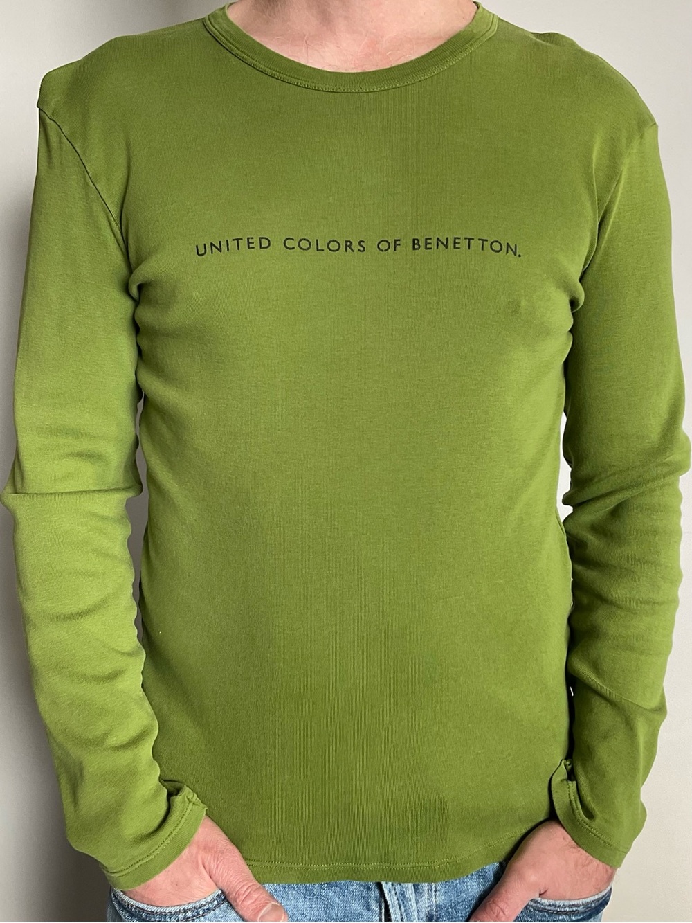United Colors Of Benetton Olive Green Crew Neck Logo Sweater